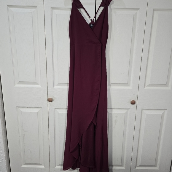 Lulu’s Here’s To Us Maxi Dress medium Wrap Special Ocassion Bridal Party Evening - Picture 6 of 15